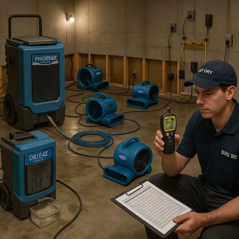 Structural Drying and Dehumidification process in Sandstone, MN